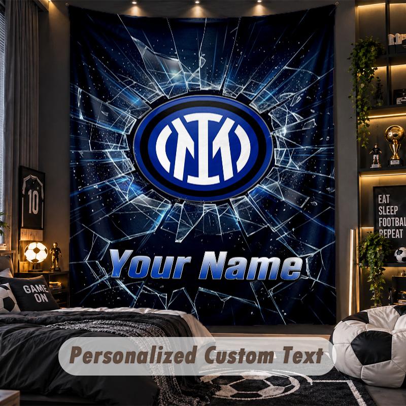 TapestryInter Milan Custom Name Text Personalized Wall Hanging Tapestry Home Wall Decor