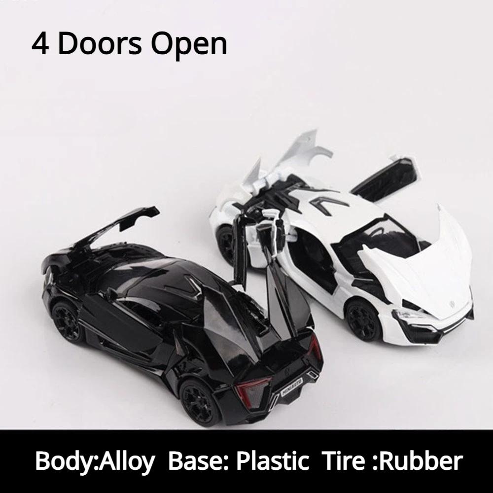 1:32 Lykan Alloy Sports Car Model Diecast Metal Vehicles Doors Openable Light Music Miniature Models Office Table Ornament