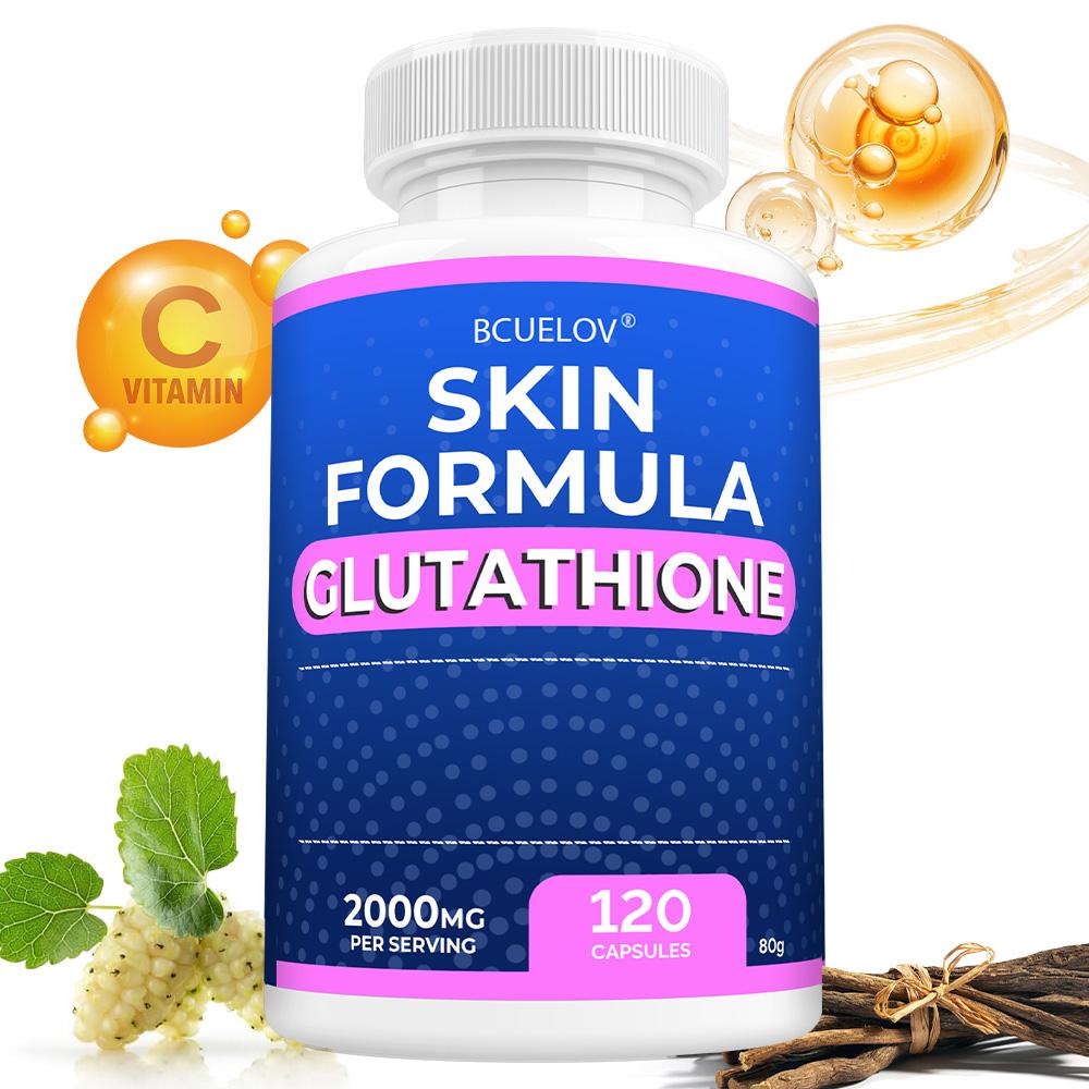 Bcuelov 2000 Mg Glutathione and Vitamin C Dietary Supplement 120 Capsules