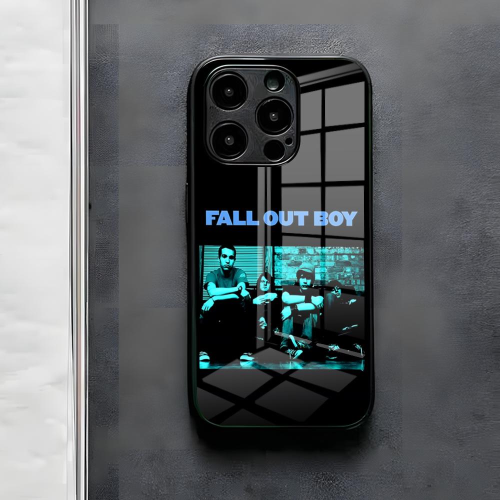 

F-Fall Out Boy Band Phone Case For IPhone 17 Air 16 E Pro Max 15 14 13 Mini 12 Pro 11 Max Plus Black Glass Cover iPhone 14ProMax