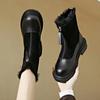 Fashion Women Boots Warm Anti Slip Platform  Winter Retro Plush New Round Toe Zipper Comfortable Outdoor Ankle Boots Women's Shoes