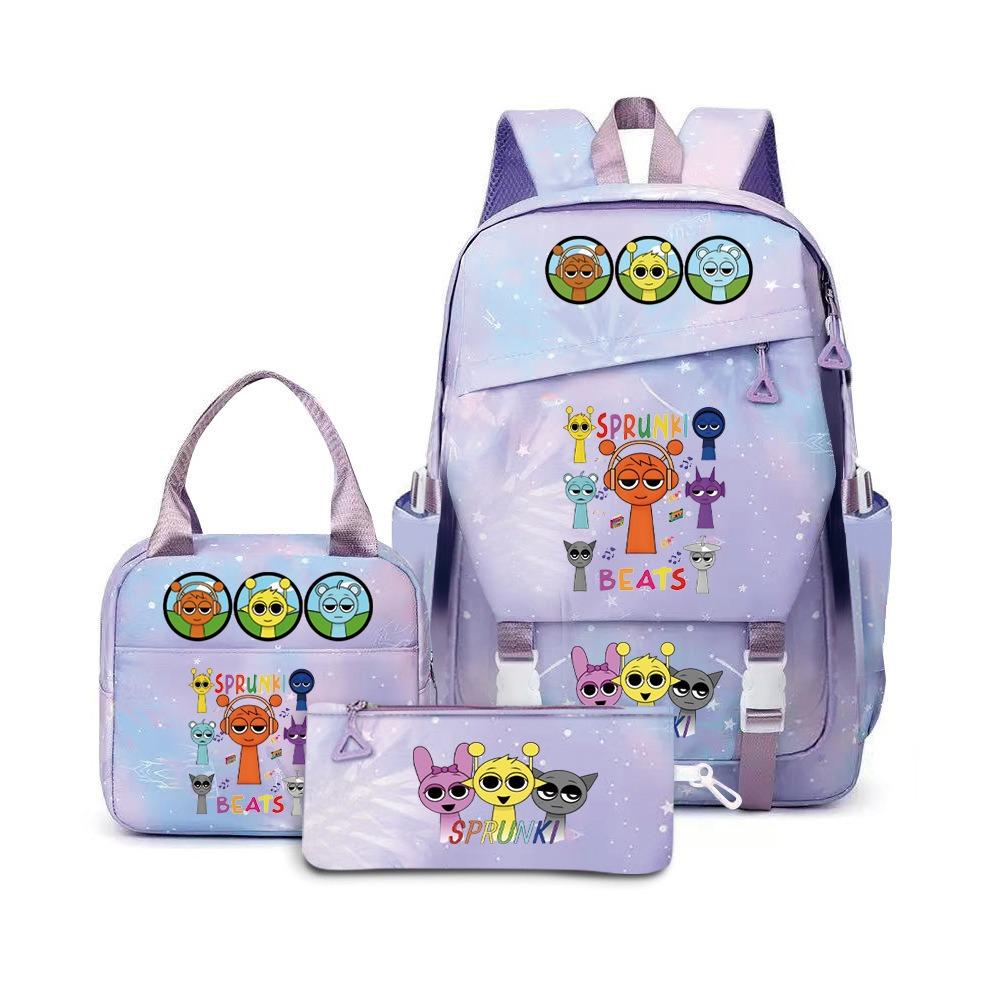 New rhythm box music game schoolbag backpack pencil bag three-piece set student heat transfer backpack