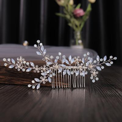Bride Combs Silver Rhinestone Flower Headdress Gold Crystal Hair Dress Wedding Accessories Bridesmaid Headband Gift Headwear