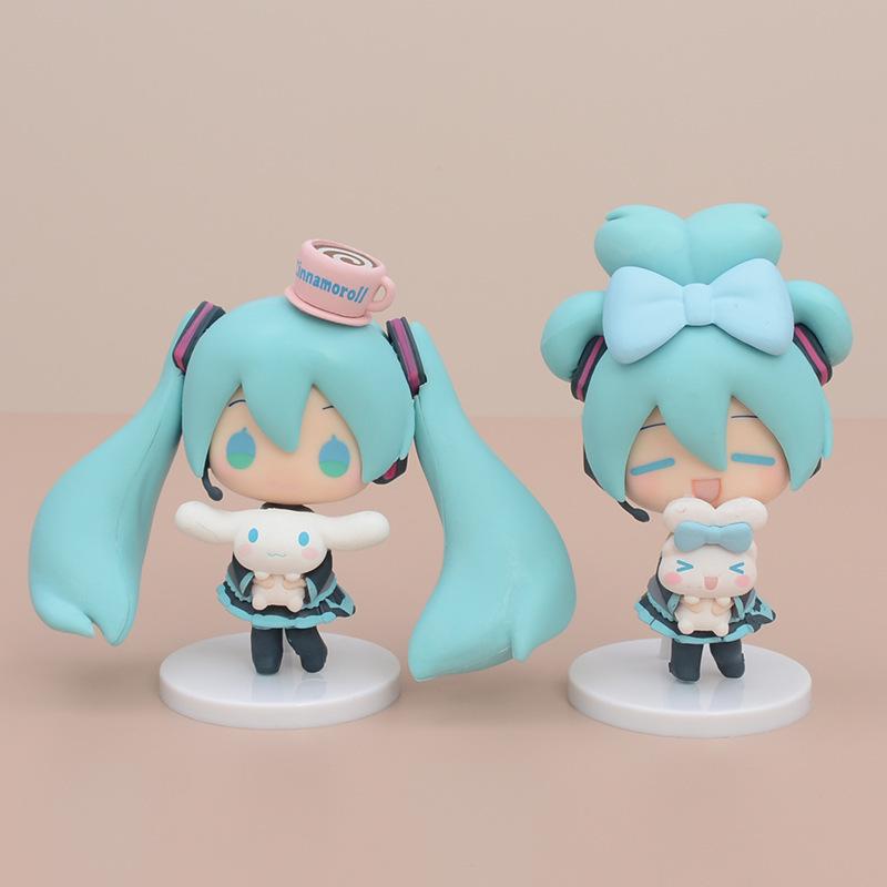 Cartoon Hatsune Miku Q-version Action Figures Cinnamoroll Miku Figurine Doll Model Desktop Decoration Statue Gifts Collectible