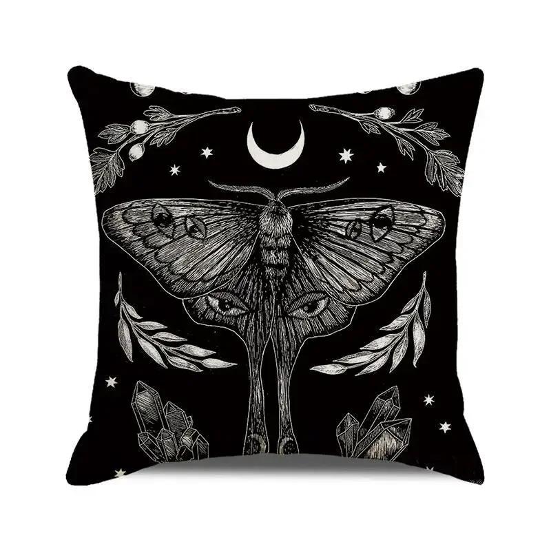

Halloween Decorations Cushion Cover Vintage Style Skeleton Black Cat Print Pillowcase Holiday Decor Throw Pillow Cover,(1) 66x66cm