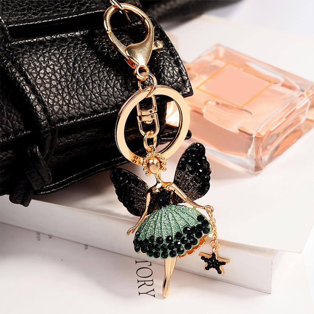 Pack of 2 Women Keychain Zinc Alloy Crystal Car Key Chain Cute Delicate Keyrings Hanging Decoration Pendant Girls Teen