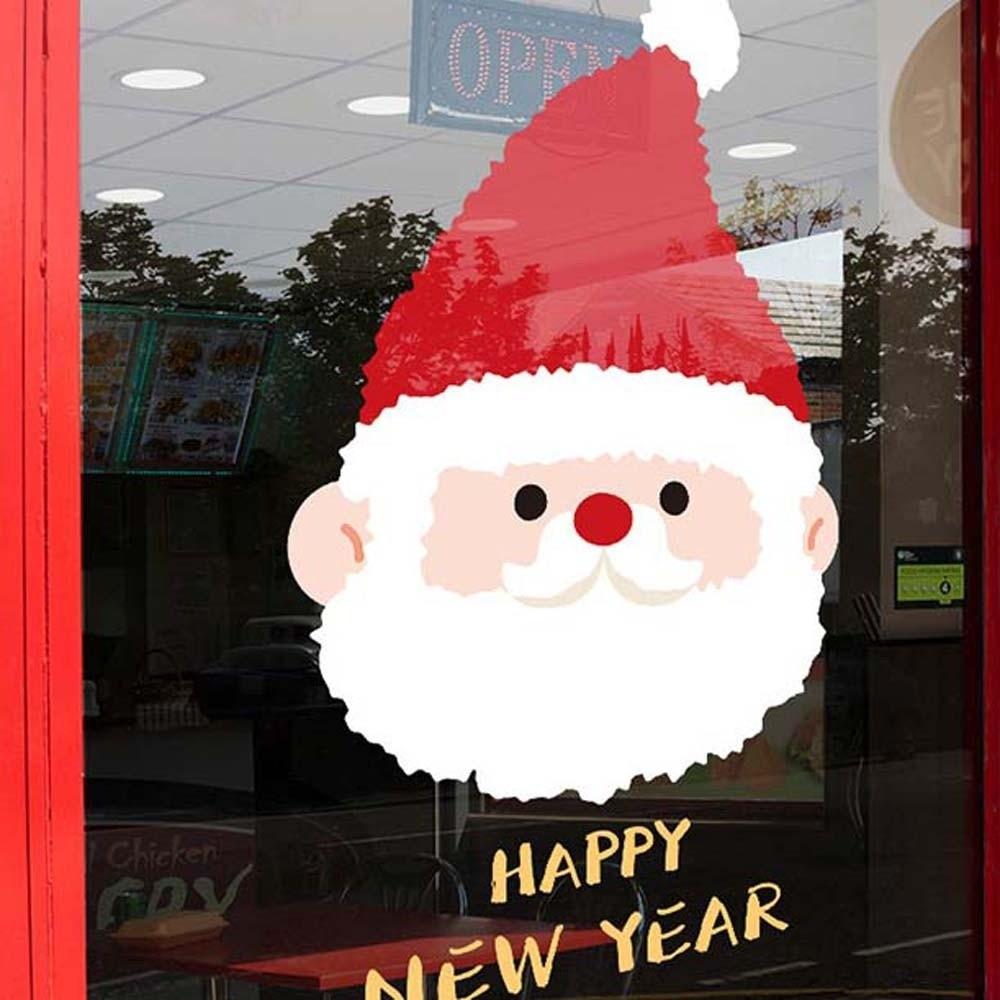 Bunte Weihnachtsmann-Aufkleber Kollisionsschutz Weihnachtsbaum Glas Elektrostatische Folie Beidseitig sichtbar Faltbar