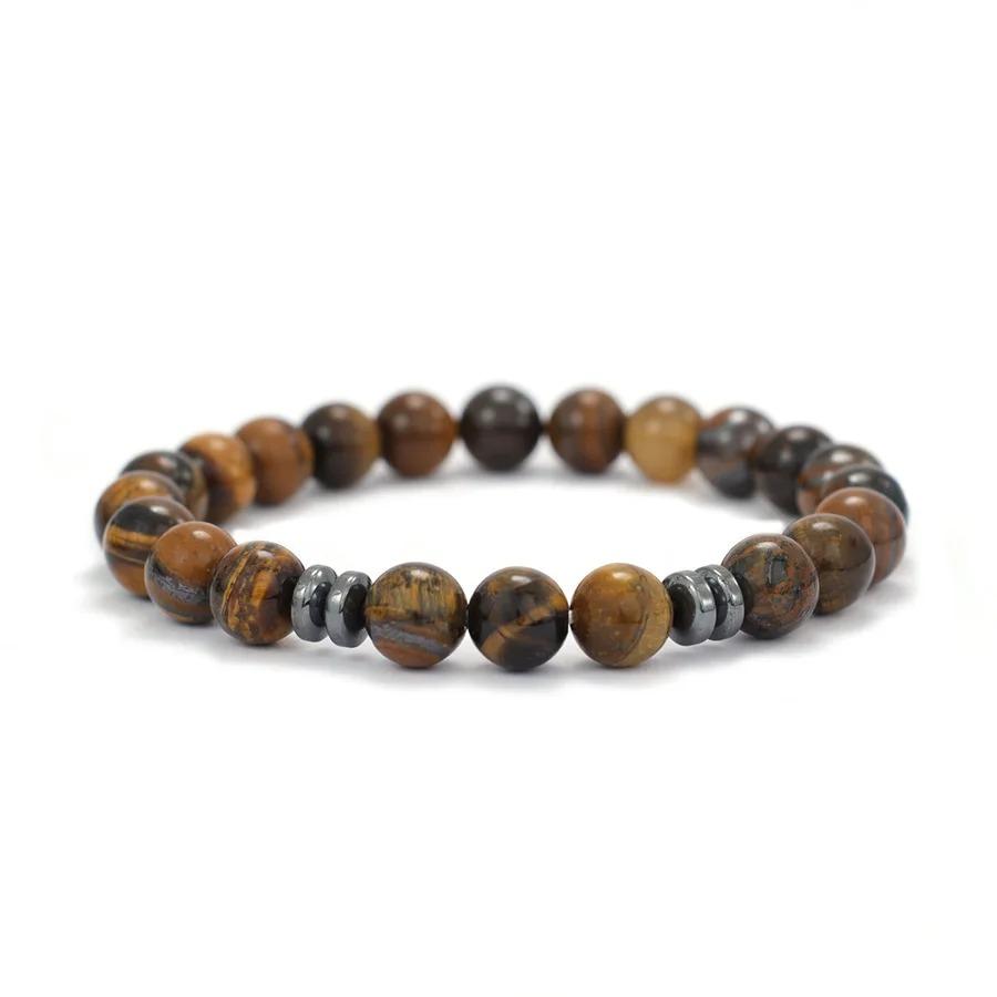 New Men Gift Handmade Tiger Eyes Lava Hematite Stone Bracelet Men Women 8 Colors Various Size Leisure Versatile Accessories