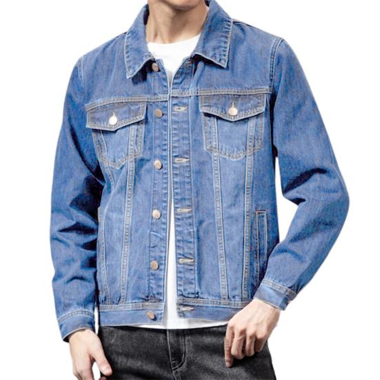 Men Coat Single-breasted Turn-down Collar Denim Cardigan Spring Jacket for Daily Wear