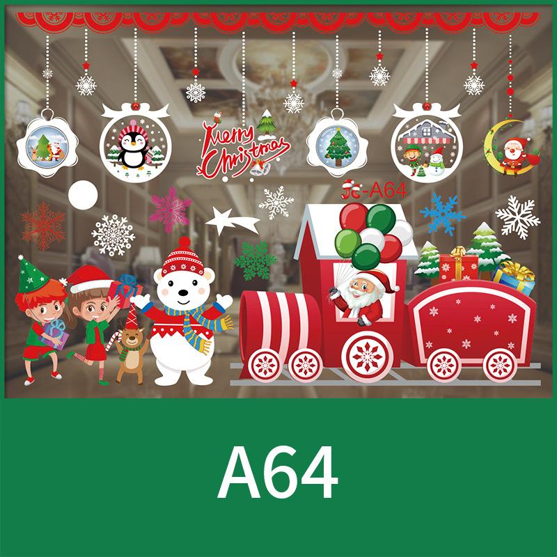

С Рождеством для дома, Рождественские украшения, Рождественский подарок, оконное стекло, Рождественский мультфильм Санта-Клаус, Снеговик, Лось, наклейка 2023 A64