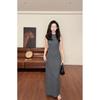 Winter High-End Korean Style Cinched Waist Knit Sleeveless Dress