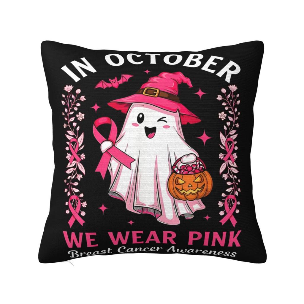 In This Family Nobody Fights Alone Breast Cancer Awareness Square Pillow Case Polyester Decorative Pillow Fashion Cushion Covers