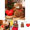 Peluche Ours en Peluche Mignon Oreiller Cœur Réversible Poupée Animal de Dessin Animé Cadeau d'Anniversaire Pour Filles 40cm 0.35kg