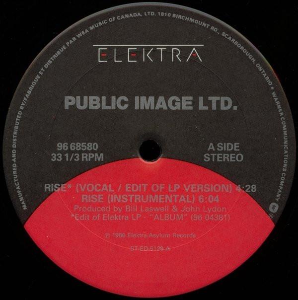 

12inch Record PUBLIC IMAGE LIMITED Rise 9668580 Elektra 1986 Canada Dance Electronica Used