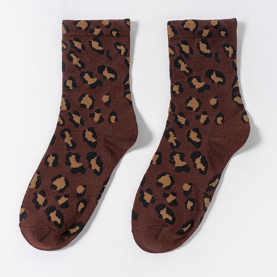 

5 pcs Animal Print Mid-Calf Socks Women s Long Leg Socks Autumn New Fashion Trendy Cozy Stacked Socks for Women 1 PCS коричневий