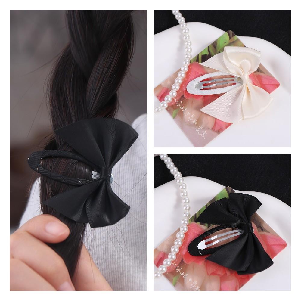 Metal Bow BB Clip Y2K Oval Hairpin Hair Accessories Cloth Hair Clip  Headwear