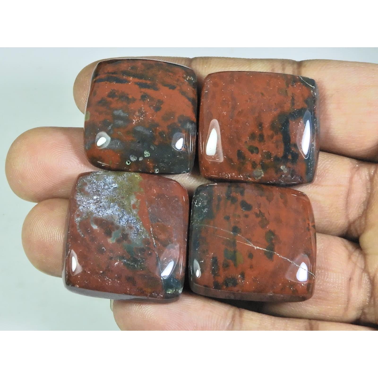 

206Cts. Natural Bloodstone Octagon Cabochon Loose Gemstone 4 Pcs Lot A-70