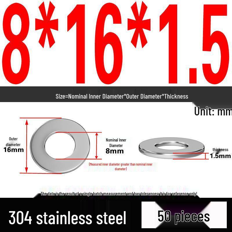 Thickened 304 Stainless Steel Flat Washer Spacer (M2-M36)