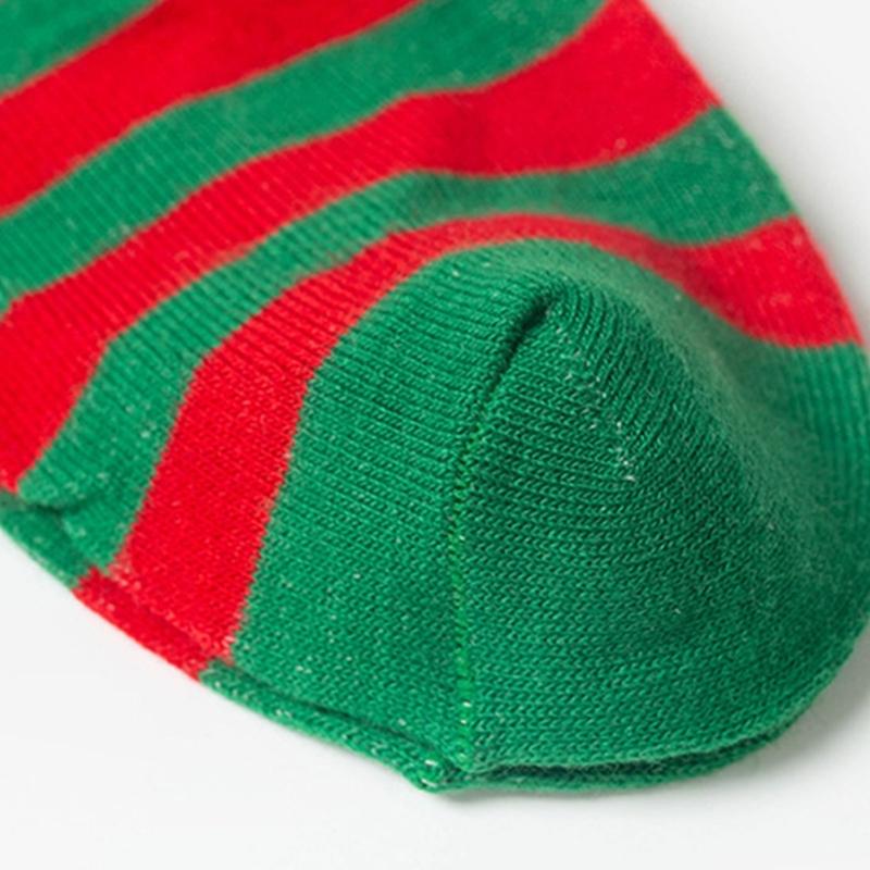 Festival Weihnachtselfen Stiefel Gestreifte Oberschenkelhohe Strümpfe für Damen Feiertags-Cosplay-Kostüm Über das Knie Lange Socken