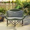 Folding Chair Foldable 2-Seater Camping Chair with Cup Holder Carry Bag up to 250kg Load Capacity Green