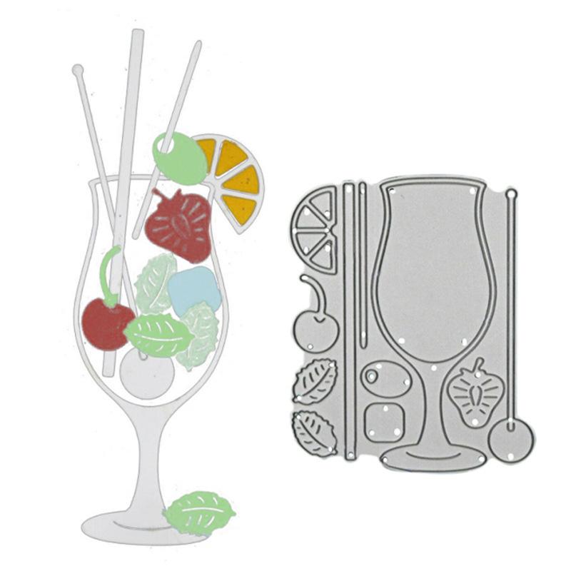 Goblet Fruit Straw Metal Stencil Embossing Cutting Dies for Diy Scrapbooking Paper  Stamps for Card Embossing Craft Decor