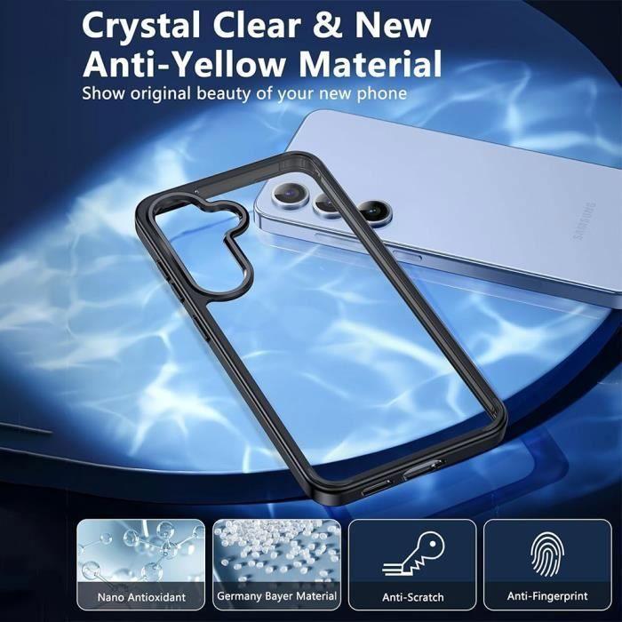 Schutzhülle - BOOLING - für Samsung Galaxy S24 Ultra - Silikon Schwarz - Transparente Rückseite - 2 gehärtete Gläser