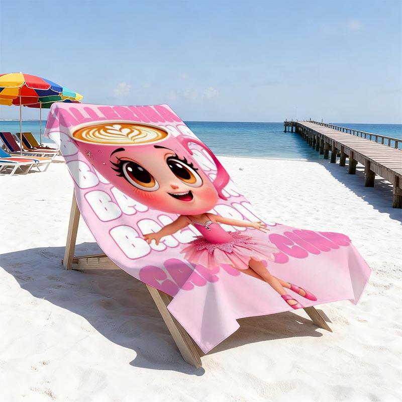 Tazza da Caffè Ballerina Kawaii Asciugamano da Spiaggia in Microfibra Rosa Asciugatura Rapida Morbido Assorbente Asciugamano da Bagno per Bambini Ragazze Estate Piscina