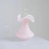 Pink Crystal Glass Vase Home Livingroom Table Flower arrangements Ornaments Decoration Cafe Table Fake Flower Pots Art Crafts