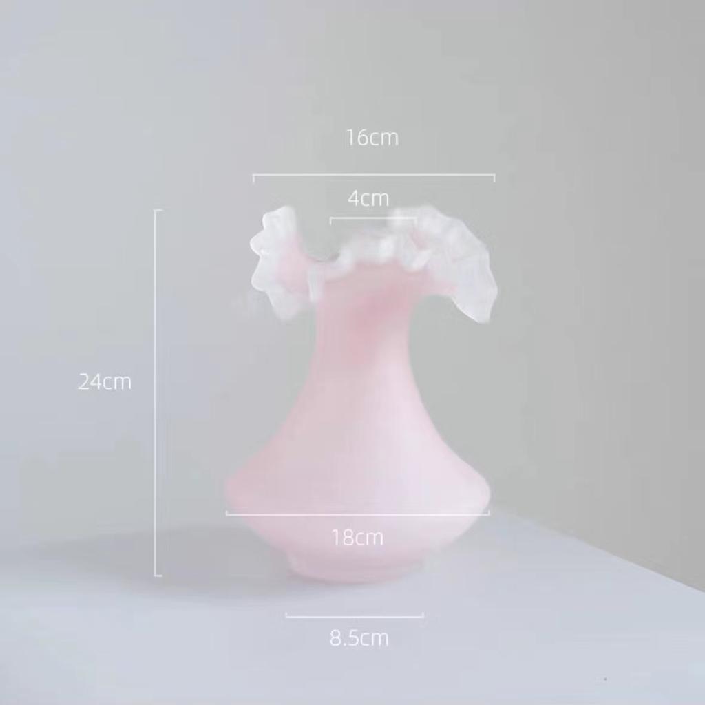 Pink Crystal Glass Vase Home Livingroom Table Flower arrangements Ornaments Decoration Cafe Table Fake Flower Pots Art Crafts