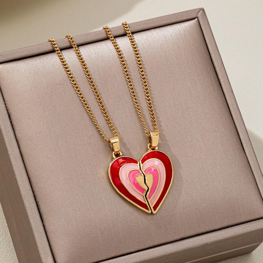 Colorful Irregular Heart Necklace: Unique Vacation-Style Drip Glaze Design