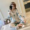 Korean Style Women's Long Sleeve Cardigan and Pajama Set for Spring, Autumn, and Winter Home Wear
