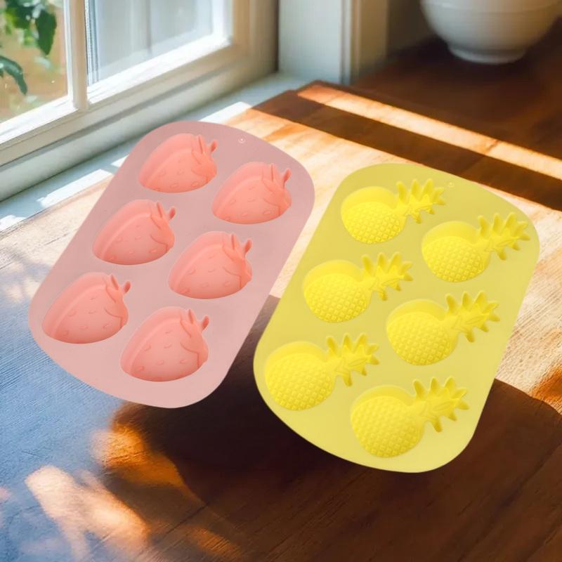 6 Cavity Fruit Shape Chocolate Candy Molds Watermelon Strawberry Lemon Pineapple Fruit Silicone Mold Tray