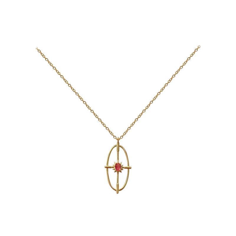 Geometrische Hohle Ovale Zirkon Halskette Retro Vielseitig Weiblich Nische Schlüsselbeinkette Frauen