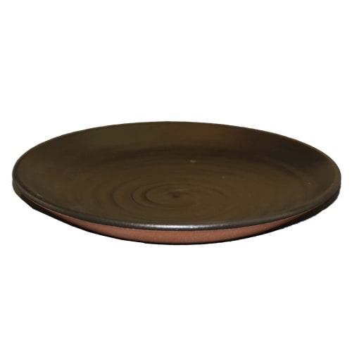 Santo Banko Ware Heat-Resistant Ceramic Plate, Size 8, Approx. 25cm, Direct Heat, Microwave, and Oven Safe, Black Matte, Made In Japan, 18687