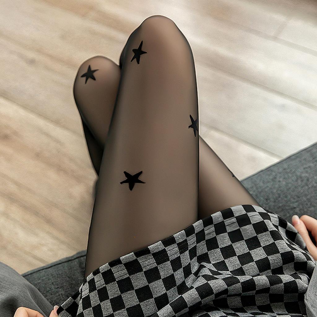 1Piece  Star Pattern  Jacquard Leggings Mature Women Pantyhose