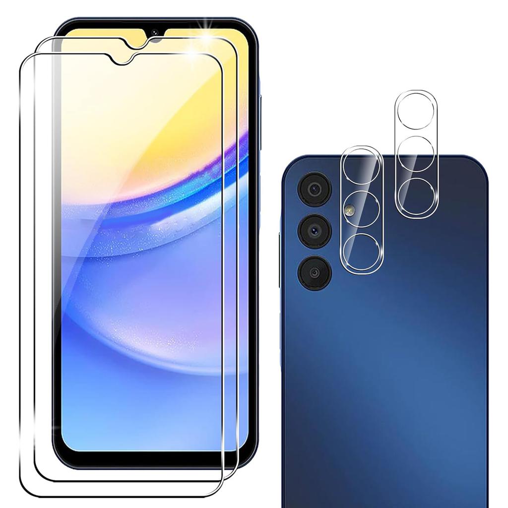 2Pcs For Samsung Galaxy A15 4G/5G Tempered Glass Screen Protector+Lens Protectors Guard