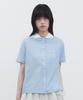 TUOMIO Round Collar Emblem Shirt [Baby Blue]