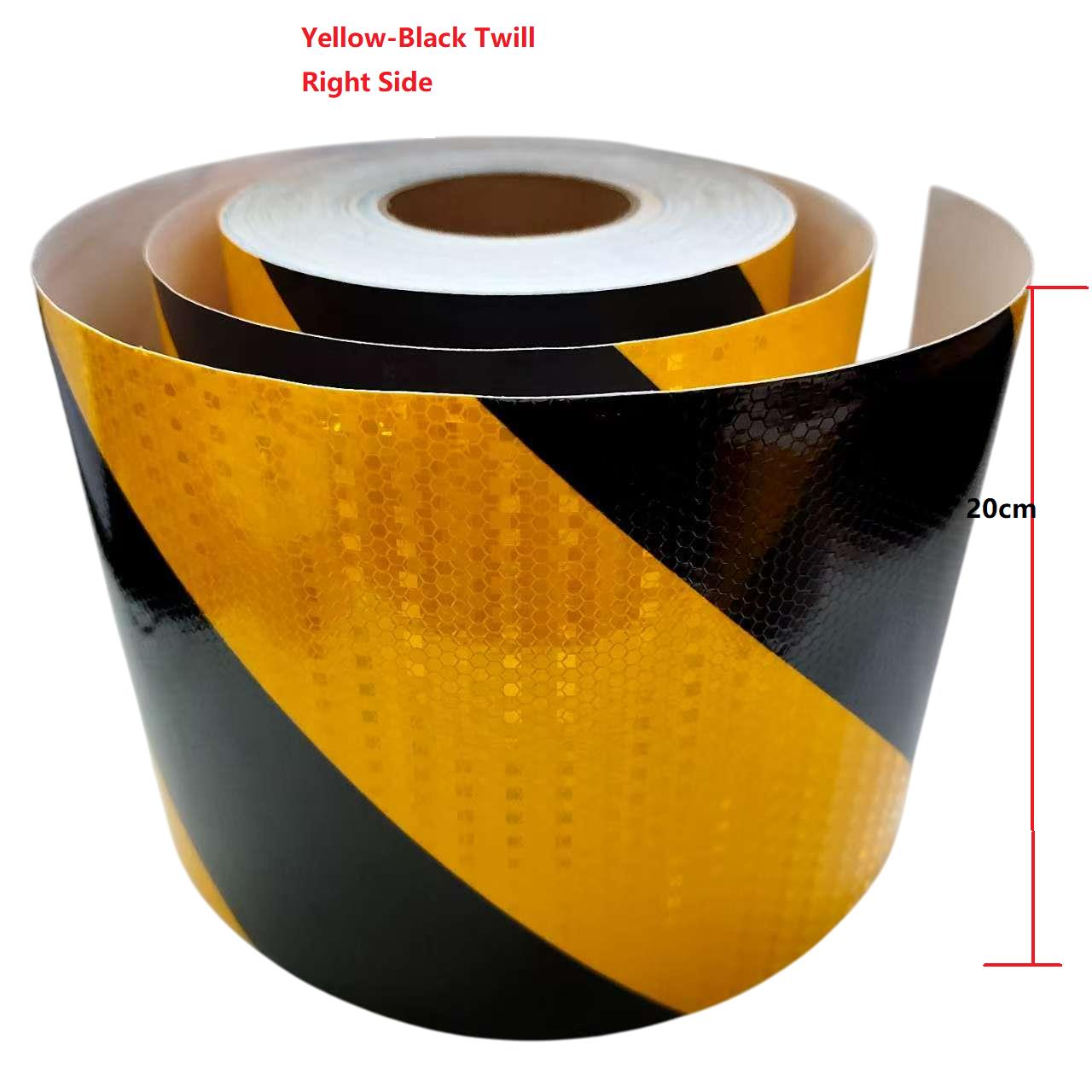 

20cm*3M Waterproof Reflective Tape Yellow-Black Left Or Right Adhesive High Visibility Caution Warning Safety Reflectors Sticker