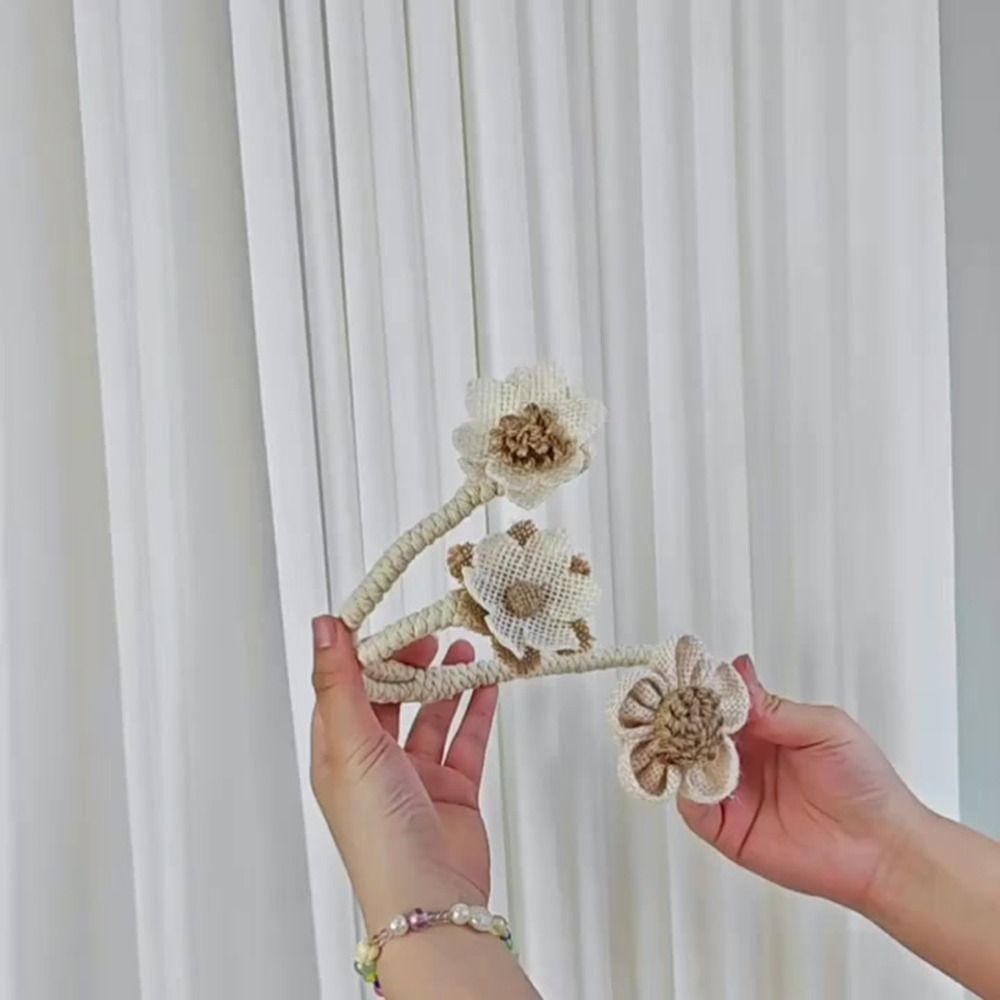 יחידה אחת רצועות וילון חבל פרח-קנבוס טוויסט ענף מודרני אבזמי וילון חלון פשוטים ללא ניקוב אבזם וילון קישוט לבית