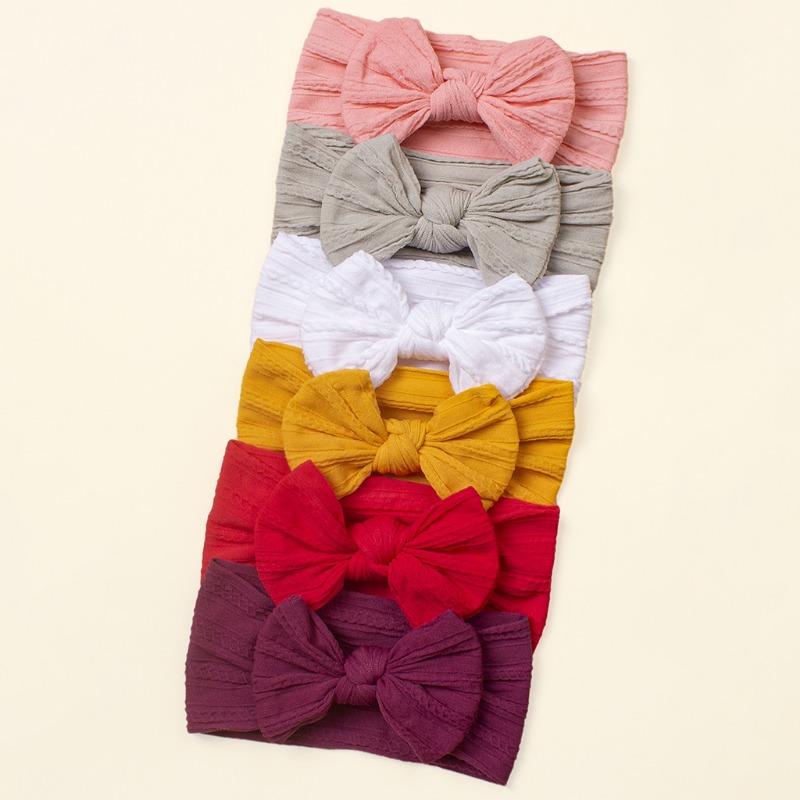 6-color Combination Soft Jacquard Nylon Children's Headgear, Baby Bow Headband, Girls' Wide Headscarf