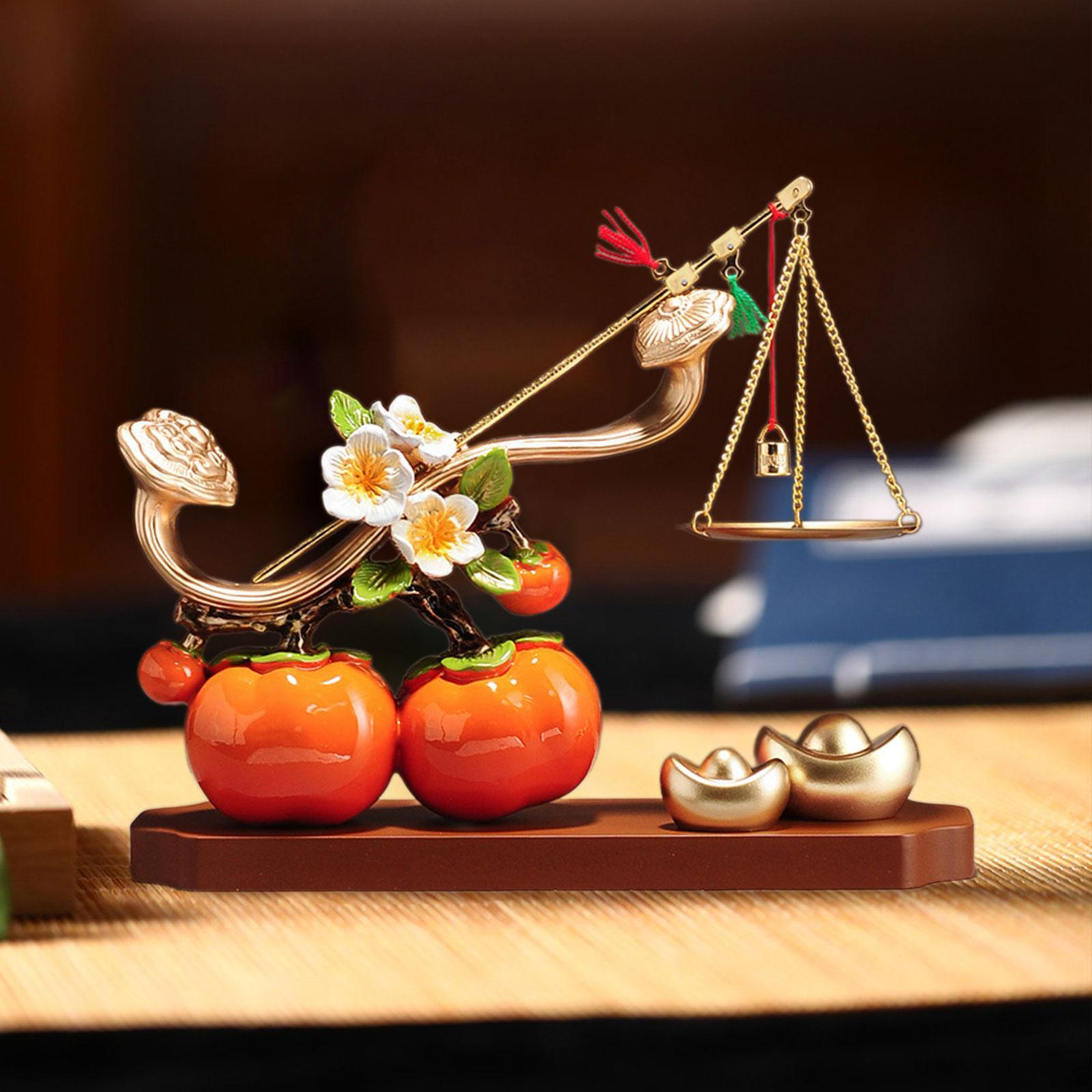 Persimmon Statue Blessing Sculpture Table Centerpiece Decorative Crafts Feng Shui Ornament