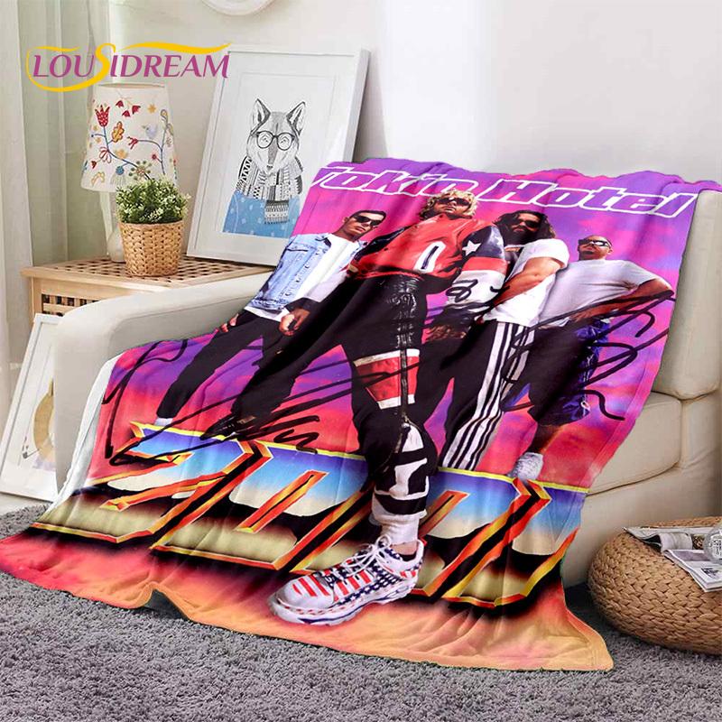 3D Rock Band Tokio Hotel Bill Kaulitz Soft Flannel Blankets,Throw Blanket Comfortable Blanket for Picnic Beds Sofa Home Bedroom