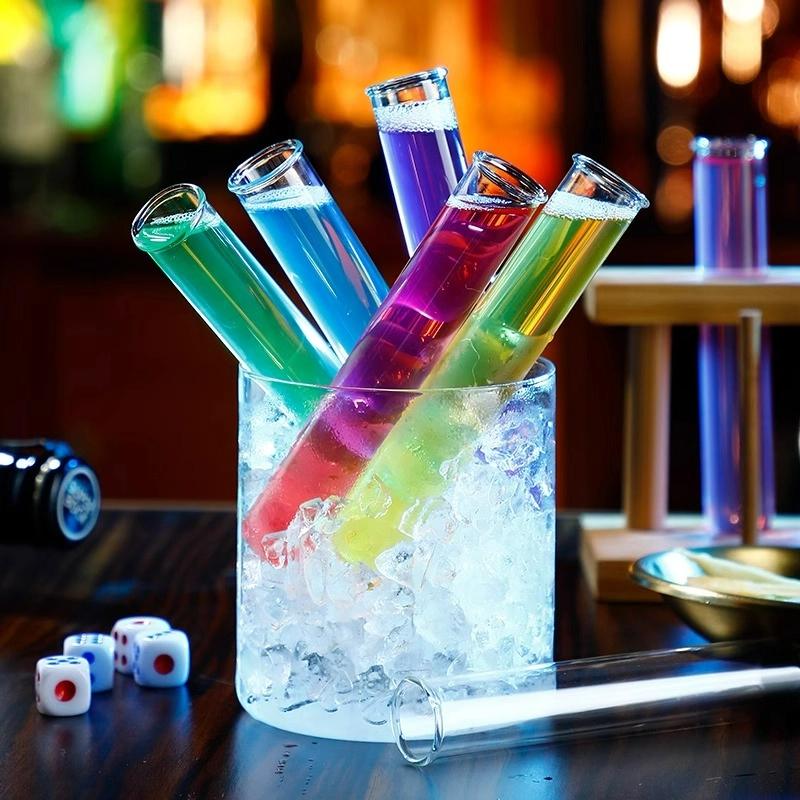 6-12 Pezzi Provette Bicchiere da Shot Rack in Legno per Provette Set Creativo di Bicchieri da Cocktail Accessori per Bar Feste