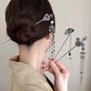 Chinese Style Butterfly Fan Tassel Hair Stick For Women Vintage Metal Hanfu Chopstick Hair Sticks Hair Accessories