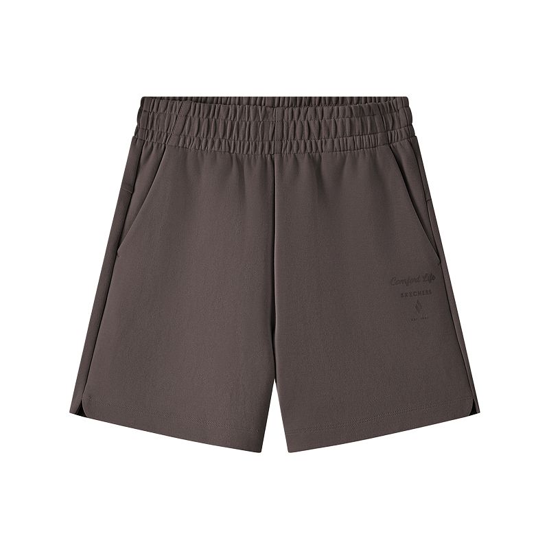 Skechers Fashionable Versatile Casual Lace-Up Five-Point Sports Shorts Women shorts Dark-Caramel-Brown L225W219-05U5 S