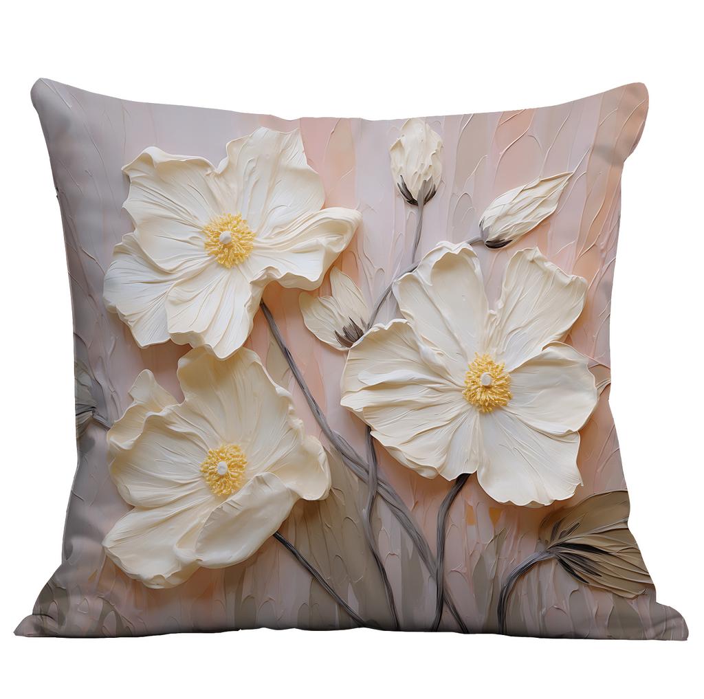 New Flower Pillowcase Imitating Three-dimensional Oil Painting Style Creative Floral Home Living Room Sofa Cushion Pillowcase