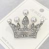 Fashion Crown Brooches Gold Color Silver Color Clear Rhinestone Pins Dress Decoration Buckle Badge Jewelry Accessories For Women