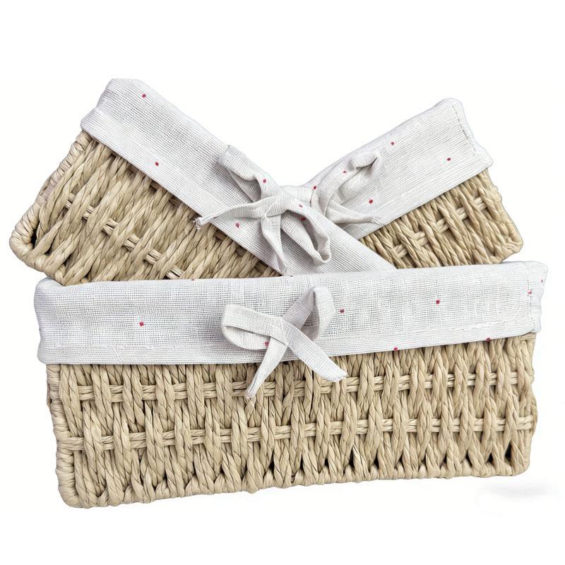 Woven Rattan Storage Basket with Lid - Snack, Sundries & Key Organizer