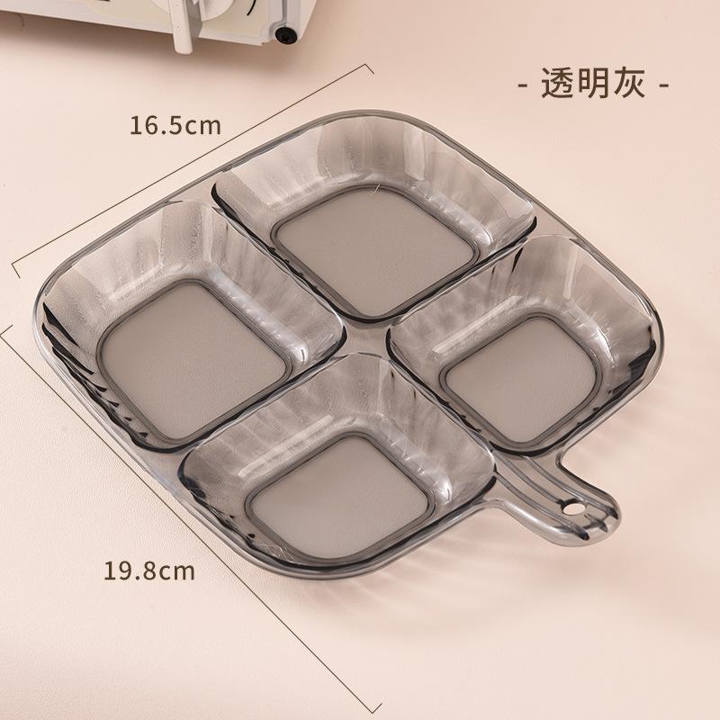 1pc Barbecue Hot Pot Seasoning Plate Kitchen With Handle Side Dish Plate Household Quarter Grid Fruit Plate Tray Kitchen Tools