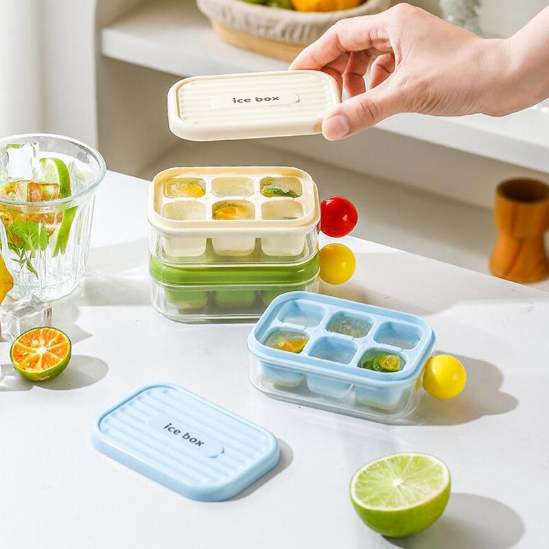 6 Grids Ice Cube Tray With Lid Mini Ice Cube Mold Easy-Release Ice Mould With Removeable Lid Ice Making Mold Diy Ice Cube Tray